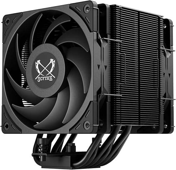 Scythe Mugen 6 Dual Fan Black Edition CPU Air Cooler, Intel LGA1700, LGA1151, AMD AM5, AM4 Support, 120mm, Single Tower, Aluminum Top Cover (Mugen 6 Dual Fan Black Edition)