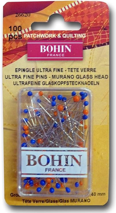 Bohin Glass Head Ultra Fine and Flexible Pins, Size 22, 100-Pack