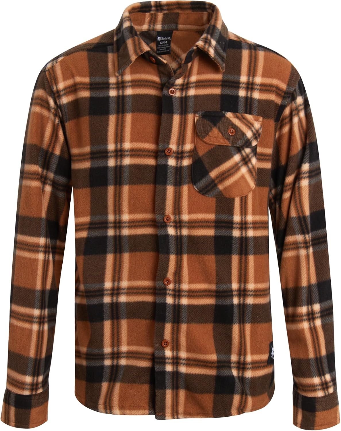 Bobcat Boys Long Sleeve Button Down Shirt - Soft Micro Polar Woven Plaid Flannel Shirt for Boys Sizes: 8-18