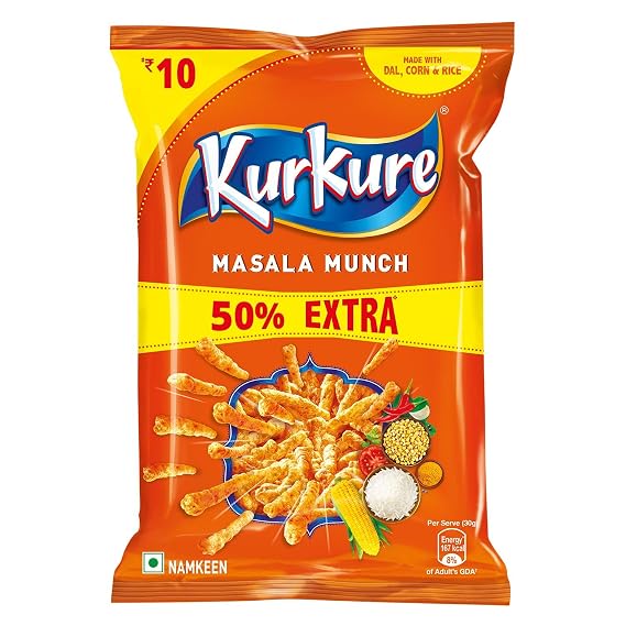 Kurkure Namkeen, Masala Munch, 44G Per Pouch (Pack Of 3)