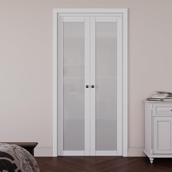 White 1 Lite Glass Pivot Door, 48"x80"
