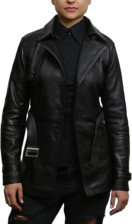 BRANDSLOCK Womens Genuine Leather Biker Jacket Coat