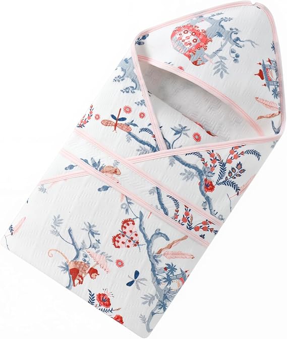 gb Baby Cotton Dual-Layer Receiving Blanket, Pink & White, 31.5"x31.5"