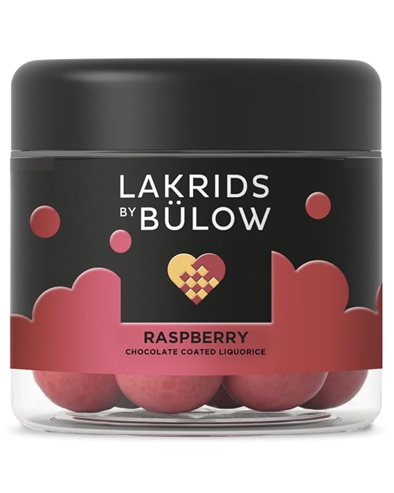 LAKRIDS BY BULOW - Crispy Raspberry - 4.4 oz - Chocolate Coated Gourmet Licorice - Sweet Licorice Coated in White Chocolate and Fruity Raspberry Notes