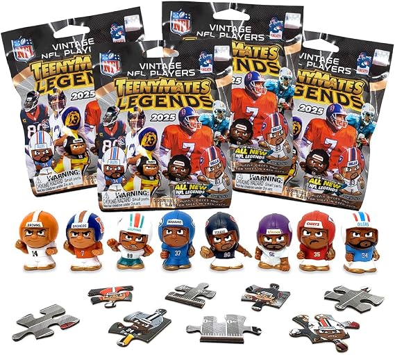 Teenymates Party Animal Legends 2024 NFL Series 3 Figures Blind Bags Gift Set Party Bundle - 4 Pack, Small
