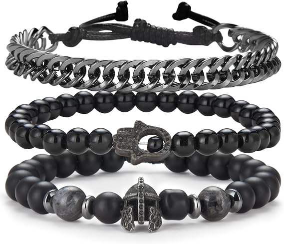 Mens Bracelets Beaded Braided Rope Bracelets Set for Men Mens Jewellery