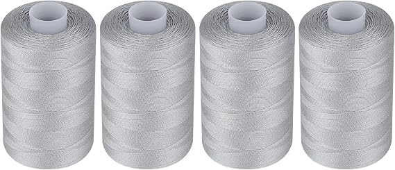 Simthread All Purpose Polyester Thread, 4 Spools 1000 Yards Each for Sewing Machine, Hand Stitching, Quilting, Serger - Beginner Supplies (Gray)