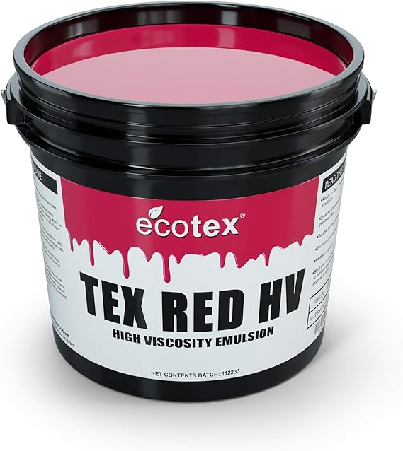 Ecotex Tex-Red HV Pre-Sensitized Screen Printing Emulsion, High Viscosity | Premixed And Pre-Sensitized High Viscosity Photo Emulsion - No Diazo Needed, Compatible With Plastisol And UV Ink - Pt