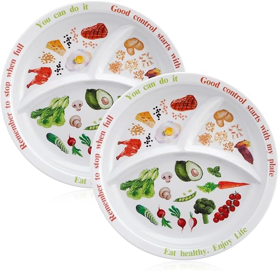2 Pieces10inches Portion Control Plate for Balanced Eating -Healthy Nutrition Plate for Adults and Teens - Melamine Dividers, Perfect for Balanced Eating and Diet Management