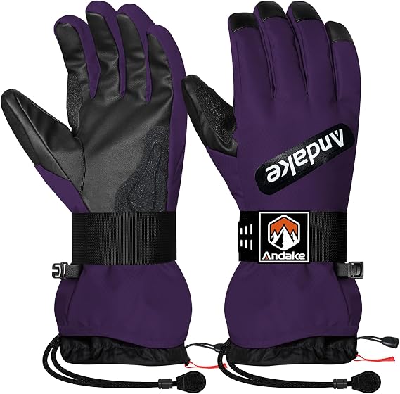 Andake Winter Ski Gloves for Men Women Waterproof Snow Gloves