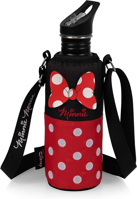 Picnic TIME Disney Shorts Bottle Cooler Tote, Insulated Water Bottle Holder with Adjustable Shoulder Strap for Travel Picnic Theme Parks, Fits 20 to 26 oz Bottles