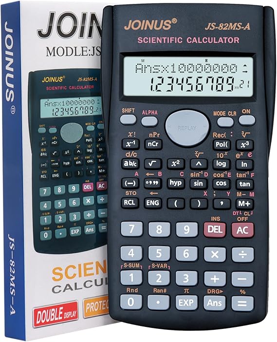 Scientific Calculator 240 Calculations Function, 12 Digits, Double Display, Business Office School Pocket Calculator, Black Color (JS-82MS-A)