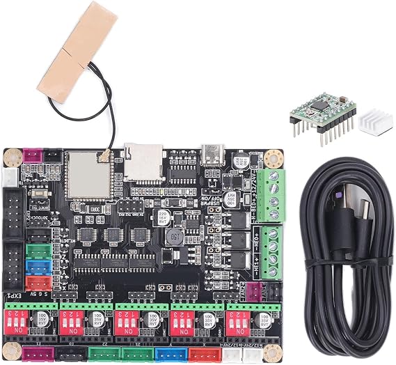 3D Printer Motherboard, High Performance 32 Bit MCU 240MHz Controller Board with 5 A4988 Stepper Motor Drivers for DIY 3D Printing Enthusiasts