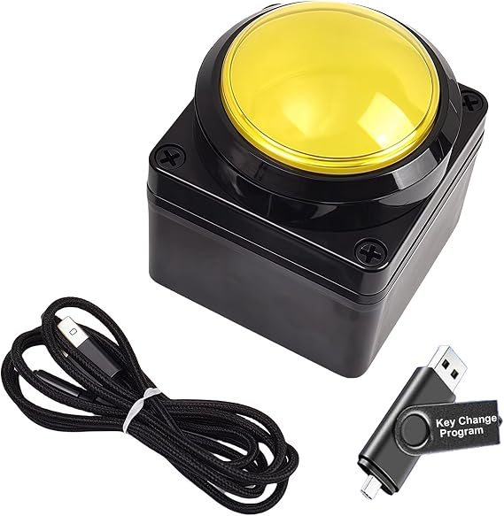 Programmable USB Macro Keyboard, Major Policy Decision Button, One Handed Programmable Setting & Game Switch Control Keyboard, U Flash Disk with Customized Program, Default Enter Function, Yellow
