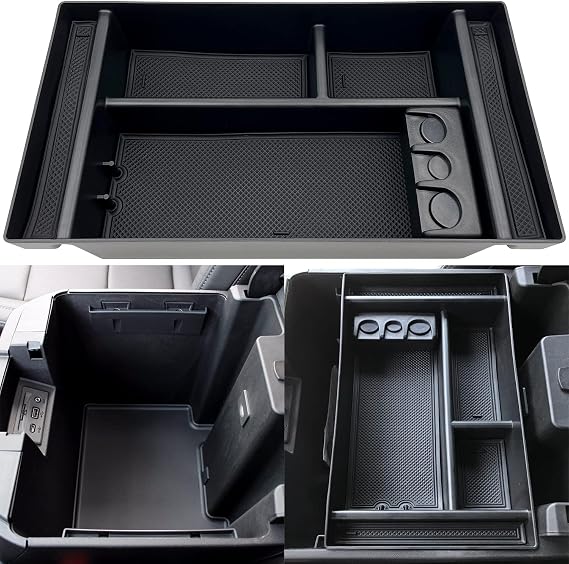 Merkezi Konsol Düzenleyici Tepsi 2019-2022 GMC Sierra/Chevy Silverado 1500 Aksesuarları, 2020-2021 2022 2023 Silverado/Sierra 2500 HD/3500 HD Tam Orta Konsol Modelleri Sadece (Siyah)