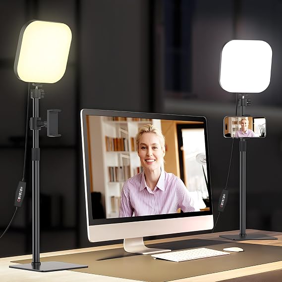 Mojimdo Video Conference Lighting, 180 LED Webcam Light with 3 Color & 5 Brightness for Video Recording, Zoom Light with Phone Holder for Laptop Computer Online Meeting, Video Calls, Live Streaming