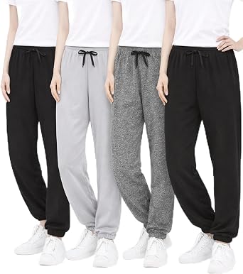 Sweet Hearts Girls Sweatpants - 4 Pack Super Soft Girls Activewear Performance Jogger Pants Made in USA Sizes 5-18