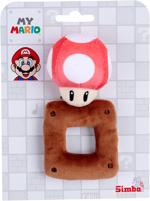 Simba Toys My Mario Baby Plush Rattle 6-Inch Mushroom Grab Toy for Infants