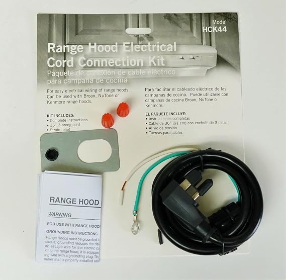 Replacement for fits Broan Nutone Range Hood Electrical Cord Connection Kit HCK44