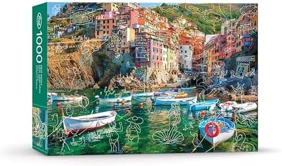 Genuine Fred, Spring Break at Cinque Terre, Doodle Series, 1000-piece Puzzle, 28x20 inches