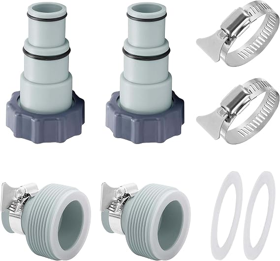 4 ADET Havuz Pompası Hortum Konektörü, Dişli Bağlantı Pompaları için 2 Tip Yedek Hortum Adaptörleri, Yer Üstü Yüzme Havuzu Aksesuarları için Hortum Dönüştürme Adaptörleri