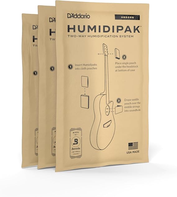 D'Addario Humidipak Guitar Absorb Packets, 3-Pack Case Humidity Control | Two-way guitar humidity control helps prevent cracks and warping while maintaining ideal case moisture balance.