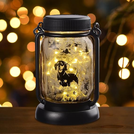 Styleonme Decor Mobile Outdoor, Solar Waterproof Dachshund Lights , Gifts for Mom Women Grandma, Dog Lovers Gifts, Hanging Dachshund Lanterns with Stake for Yard Corridor Garden Decor