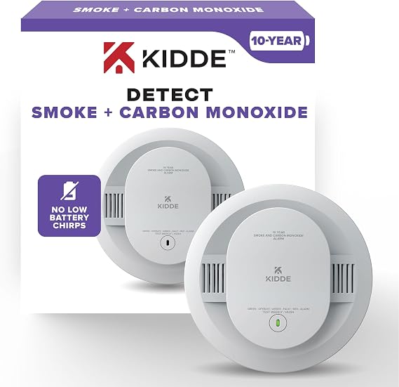 Kidde Smoke & Carbon Monoxide Detector, 10-Year Battery, 30CUD10, 1 Pack | No Battery Replacements or Low Battery Chirps, 2-in-1 Detection, LED Status Lights, Ideal for Homes & Apartments