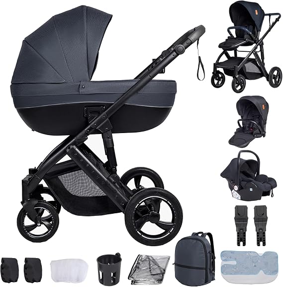 Travel System 3 in 1, from Newborn to Toddler, All-Terrain, One-Hand Fold, High-seat Baby Stroller, Convertible Pram
