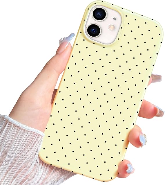 Anuck for iPhone 11 Case Polka Dot Phone Case, Cute Trendy Polka Dots Pattern Print Aesthetic Simple Design Soft TPU Slim Shockproof Protective Phone Cover 6.1" for Women Girls - Yellow