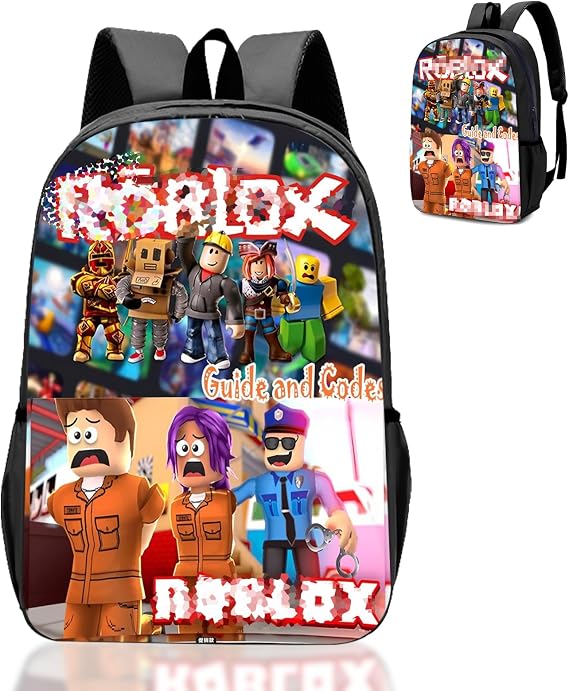Roblx Backpack School Bag Boys Teen- Anime School Rucksack with Adjustable Shoulder Straps, 3d Printed Book Bags, Children's Schoolbag Waterproof Backpack for 3-12 Years Gamers Gifts Hiking Travel