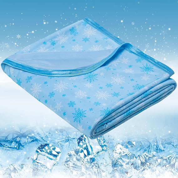 Cooling Blanket for Hot Sleepers – Thin Summer Cooling Blanket Twin Size, Q-Max >0.5 Lightweight Cooling Throw Blanket for Bed, Couch, or Sofa – Snowflake Cool Blankets, (Blue, Double 153 x 203cm)