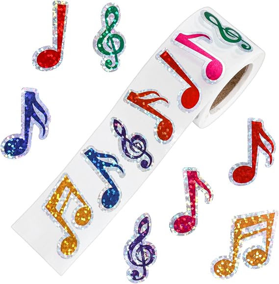 500PCS Colorful Musical Notes Stickers, Laser Music Seal Stickers | Waterproof Self-Adhesive Sparkly Sticker Decal for Scrapbook Laptop Skateboard Envelope Decor Party Supplies