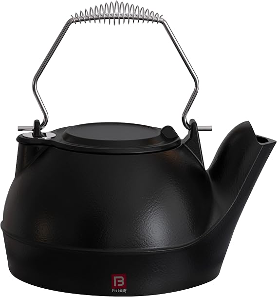 Fire Beauty Humidifying Iron Kettle,Stove Humidifier,Wood Stove Kettle,Cast Iron,Chrome handle