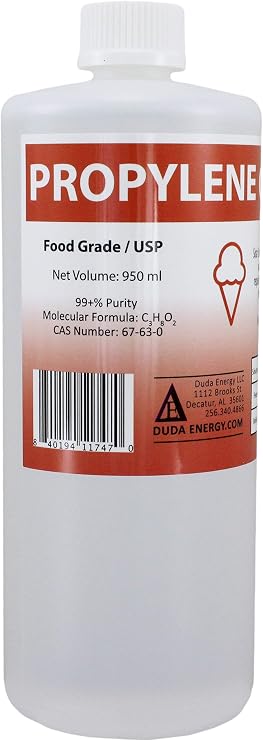 Duda Energy pg950 1 L Bottle/1 Quart Propylene Glycol Food Grade USP 99.5+% Pure Concentration with Child Safety Cap