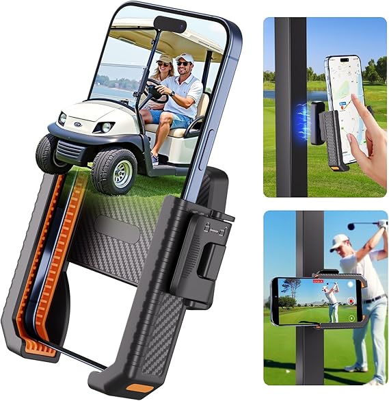 Magnetic Golf Cart Phone Holder, Powerful N52 Magnet Base, Fits EZGO, Club Car, Yamaha, Icon, Golf Cart Accessories Compatible with iPhone, Samsung, Xiaomi and All 4.5-7" Smartphones