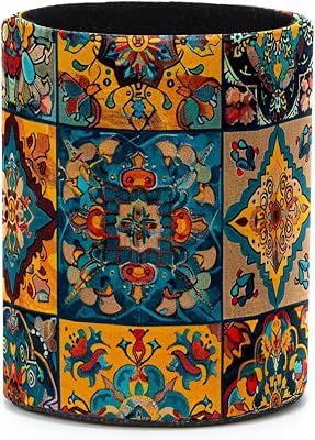 WOSHJIUK Pen Holder,Pen Organizer for Desk,Colorful Bohemian Floral Ethnic,Office Desk Accessories