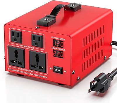 1500W Voltage Transformer Power Converter110V to 220V, 220V to 110V Step UpDown Converter 110120 Volt - 220240 Volt wUS Power Cord, LCD Display, 2 US Outlets, 2 Universal Outlet