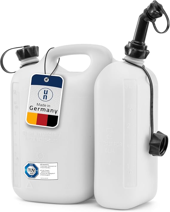 hünersdorff ECO/Doppelkanister/Kombikanister für Kraftstoff und Öl mit zwei Einfüllsystemen 55 + 3 Liter UN-Zulassung Made in Germany