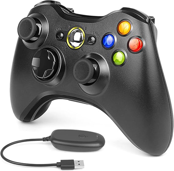 Labtec Wireless Controller for Xbox 360, 2.4GHZ Gamepad Joystick Wireless Game Controller for Xbox 360 & Slim Console and PC Windows XP/7/8/10(Black)