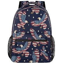 School Backpack Travel Bag for Men & Women, American Flag Bald Eagle Lightweight Boys Girls Bookbag Daypack Fits 15.6 Inch Laptop for College Students, Middle High School, Teens