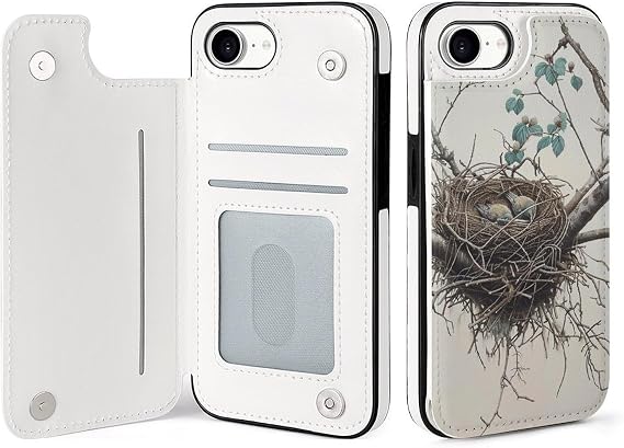 Birds Nest 1 Print Wallet Case for iPhone 16 E - PU Leather Flip Shockproof Wallet Phone Cases Cover with Card Slots, Kickstand, Magnetic Clasp Closed