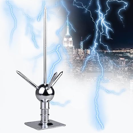 Lightning Rod Kit，Lightning rods are Suitable for Homes, House roof Kits, Detachable Protection Equipment System Roofs, Schools, Villas, Factories, Hospitals, Towers, Farms(37cm)