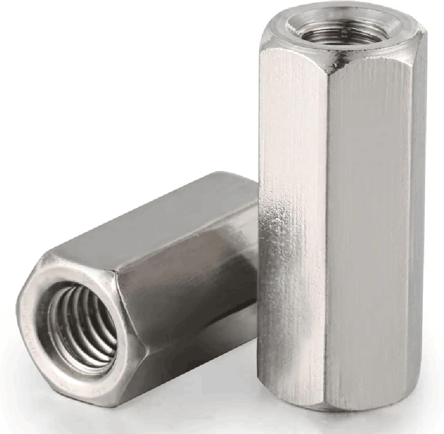 2PCS M8 X 1.25-Pitch 40mm Length 304 Stainless Steel Metric Hex Coupling Nut