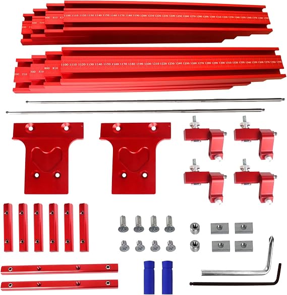 Upgrade Parallel Rail Guide System, Aluminium Alloy Circular Saw Track Set Fixed Guide Rail Bracket Auxiliary Tools T-Slot T-Track Miter Track Jig Fixture Slot Router for Woodworking Workbench