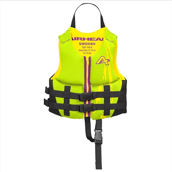 Airhead Children's Swoosh Kwik-Dry Neolite Life Jacket, US Coast Goard Approved Type III Life Jacket, Fits Children 30-50lbs