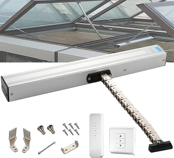 Electric Window Opener Actuator,Automatic Window Opener, 300mm-1000mm Travel,for Skylight Conservatory/Roof Vents (400mm)