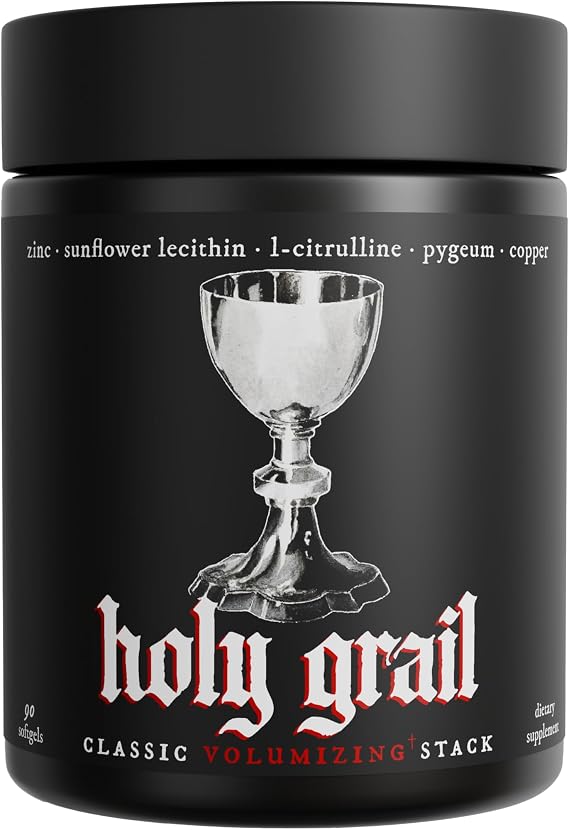 Holy Grail - Semen Volume Booster Stack | Softgel = Higher Bio-Availability | Men's Load & Fertility Enhancer | Sunflower Lecithin, Pygeum, L-Citrulline, Copper, Zinc for Testosterone | One Month