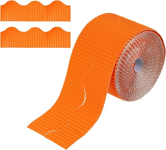 YOKIVE 1 Roll Bulletin Board Border, White Board Trim Edge Scalloped Cork Board Border, Great for Classroom Decor (4 Inch x 49.2ft, Orange)