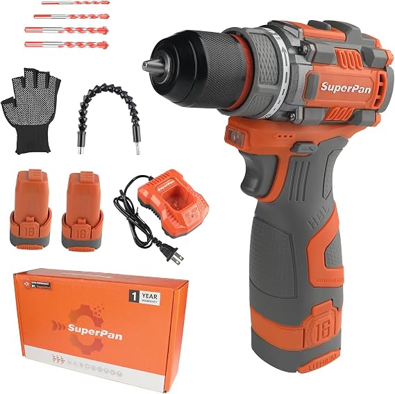 16v Cordless Drill 20+1 Torque Setting With Battery And Charger, 2 Variable Speed (0-500 Rpm Or 0-1850 Rpm), Built-In Led, Versatile Drills For Electric Drilling And Screwing
